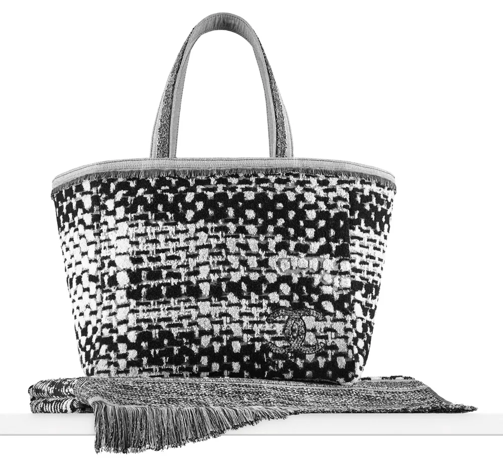 Reference image illustrating Chanel Metiers d'Art Beach Tote and Towel Set: A $1,650 Poolside Investment