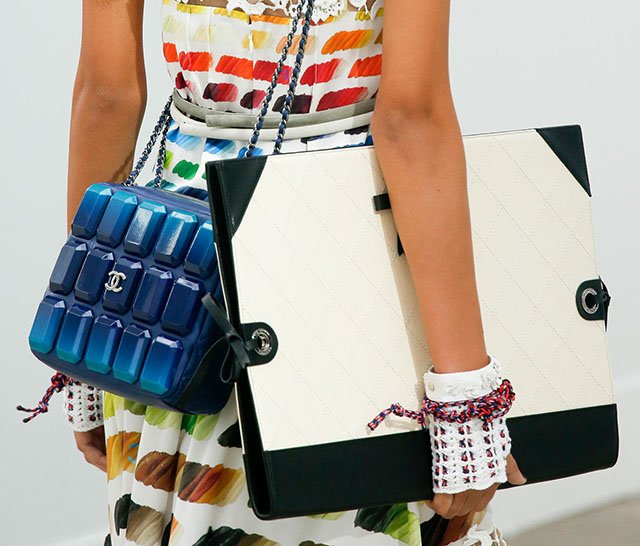 Reference image illustrating Chanel Spring 2014 Handbags: Artistic Graffiti Backpacks and Oversized Portfolios Steal the Runway