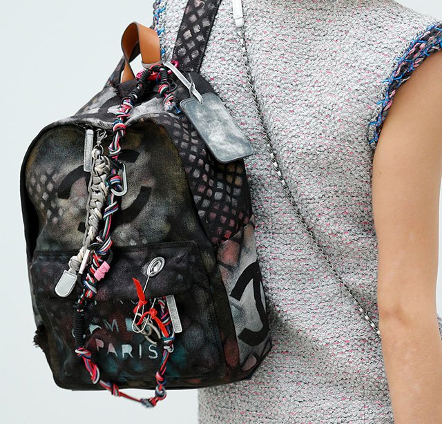 Reference image illustrating Chanel Spring 2014 Handbags: Artistic Graffiti Backpacks and Oversized Portfolios Steal the Runway