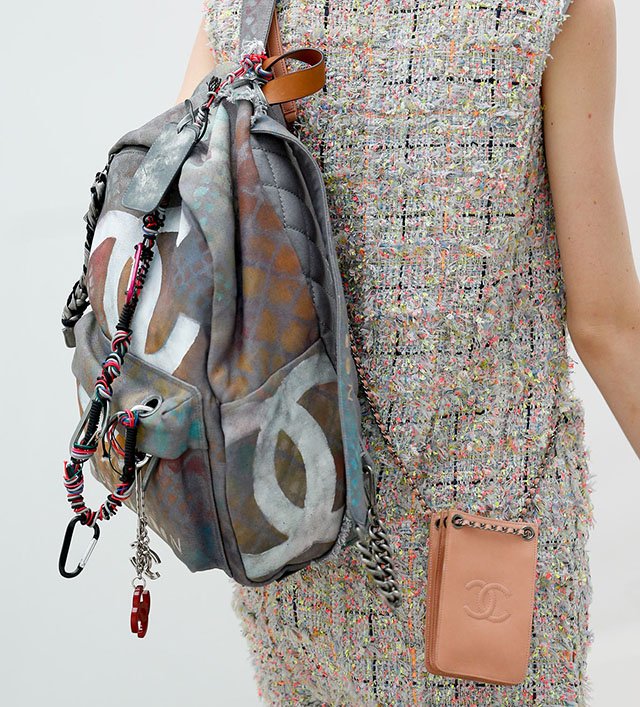 Reference image illustrating Chanel Spring 2014 Handbags: Artistic Graffiti Backpacks and Oversized Portfolios Steal the Runway