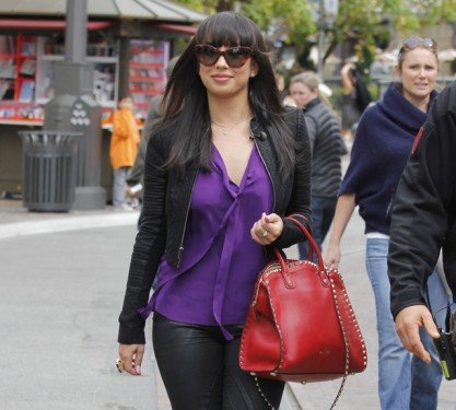 Cheryl Burke’s Red Valentino Rockstud Dome Satchel: A Street Style Moment at The Grove thumbnail