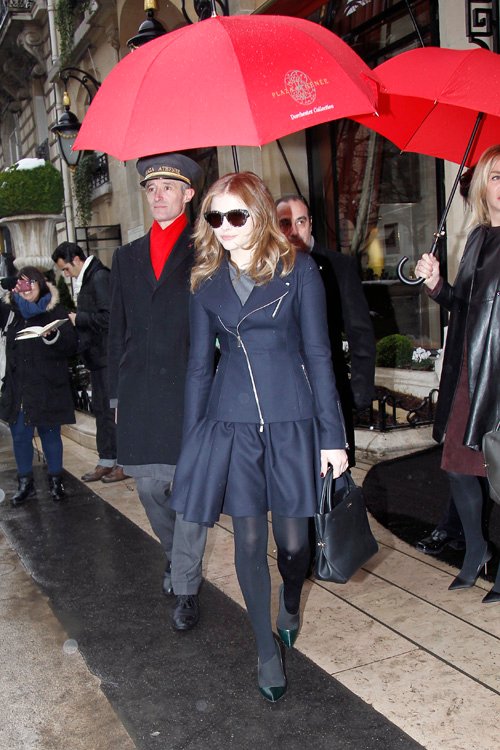 Reference image illustrating Chloë Grace Moretz Carries a Rare Dior Spring 2013 Runway Tote to Haute Couture