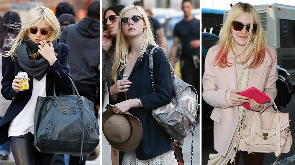 Reference image illustrating Dakota and Elle Fanning's Designer Handbag Collections: A Complete Style Guide