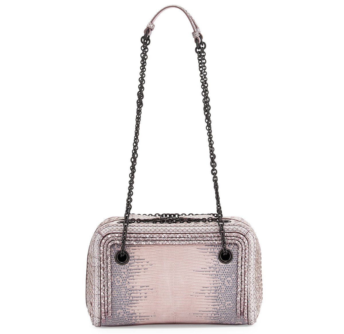 Reference image illustrating Fall’s Perfect Pairing: Theory Pink Trench Coat and Bottega Veneta Snakeskin Bag