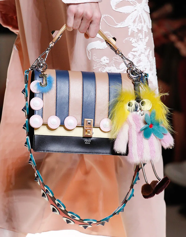 Reference image illustrating Fendi Spring 2017 Handbags: Pastel Embellishments and a New Chain-Strap Flap Bag