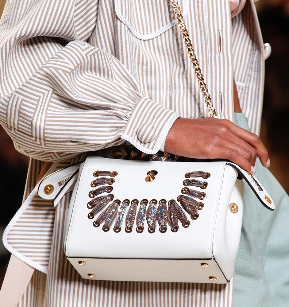 Reference image illustrating Fendi Spring 2017 Handbags: Pastel Embellishments and a New Chain-Strap Flap Bag