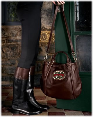 Gucci Medium Top-Handle Tote & Black Leather Flat Boots: Equestrian-Inspired Luxury thumbnail