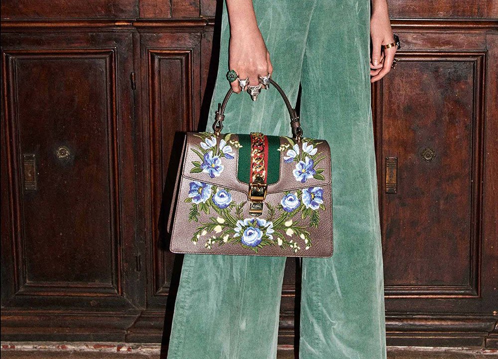 Reference image illustrating Gucci Pre-Fall 2017 Handbag Collection: Maxi Sylvies, Marmont Designs & Embellished Staples
