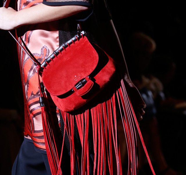 Reference image illustrating Gucci Spring 2014 Handbags: A Deep Dive into the Fringe-Heavy Runway Collection