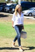 Reference image illustrating Heidi Klum's Reed Krakoff Boxer Tote Steals the Show at a Weekend Soccer Game
