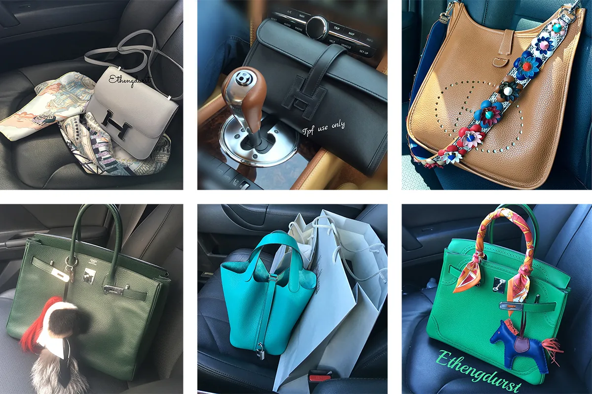 Reference image illustrating Hermès Bags Ride Shotgun: PurseForum Members Share Their Best Car-Seat Styling Moments