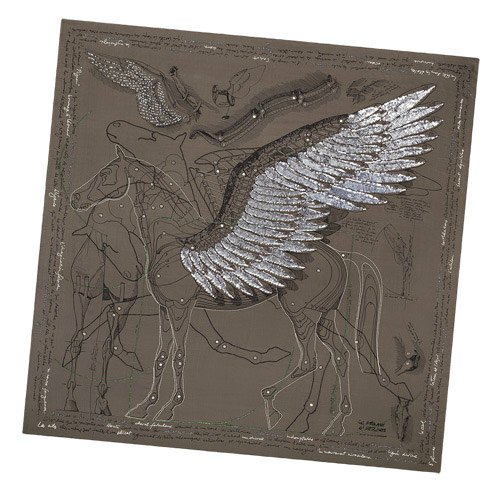 Reference image illustrating Hermès Le Pegase Lumiere Shawl: A Hand-Beaded Masterpiece of Silk and Silver