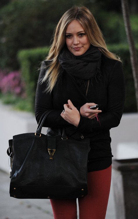 Reference image illustrating Hilary Duff Spotted with the Yves Saint Laurent Cabas ChYc Tote: A Closer Look at Her Latest Luxury Handbag