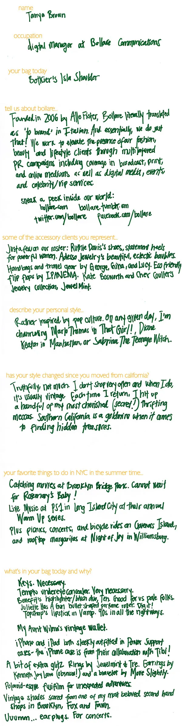 Reference image illustrating Inside Tanya Brown’s Botkier Bag: A PR Pro’s Everyday Essentials
