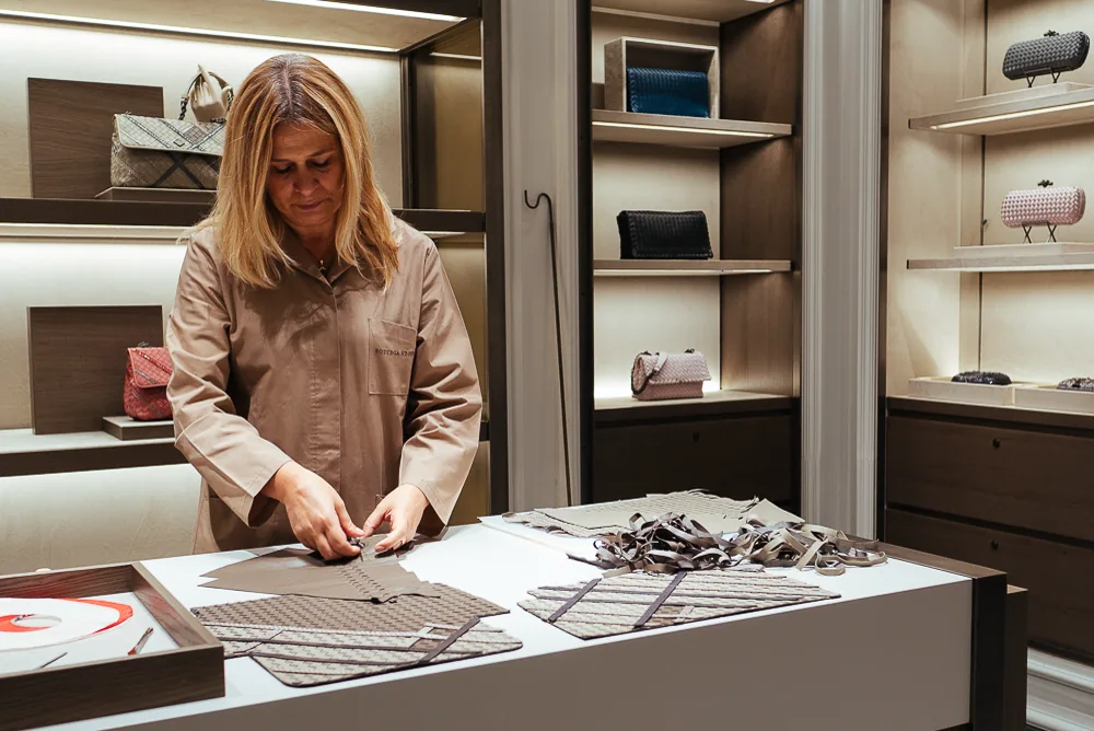 Reference image illustrating Inside the Artistry: How Bottega Veneta’s Intrecciato Olimpia Handbag Is Made