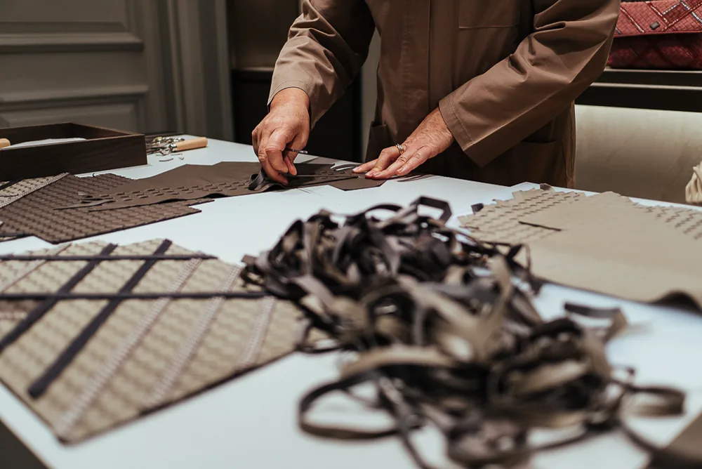 Reference image illustrating Inside the Artistry: How Bottega Veneta’s Intrecciato Olimpia Handbag Is Made
