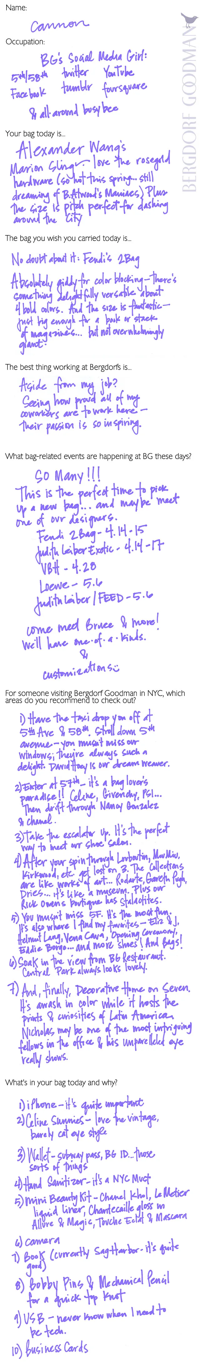 Reference image illustrating Inside the Bag of a Bergdorf Goodman Insider: A Fendi 2Bag and Alexander Wang Love Story