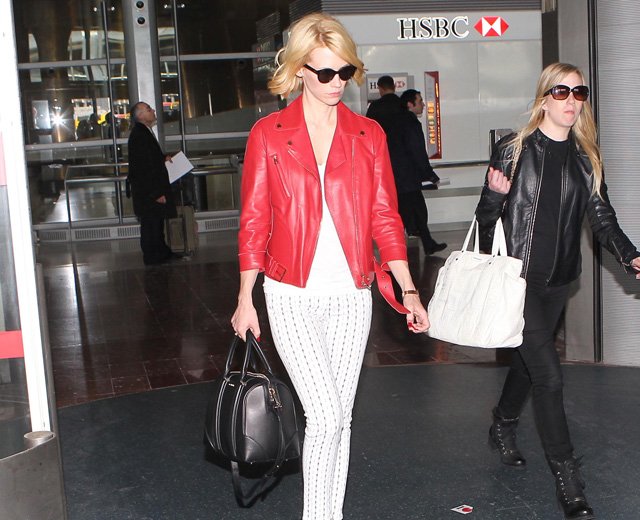 Reference image illustrating January Jones Spotted in Paris with the Givenchy Lucrezia Satchel in Black Nappa Lambskin