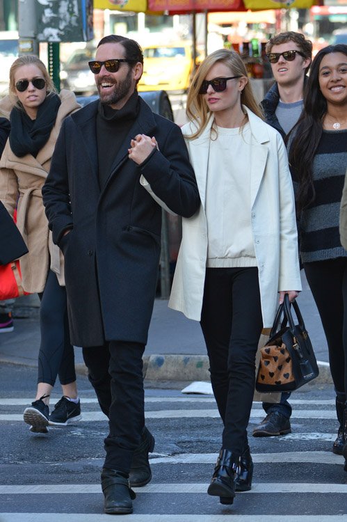 Reference image illustrating Kate Bosworth’s Heart-Print Burberry Satchel: A Street Style Moment in NYC