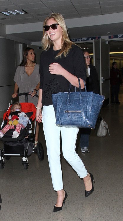 Reference image illustrating Kate Upton’s Celine Crocodile Luggage Tote: A Rare Exotic Investment Piece