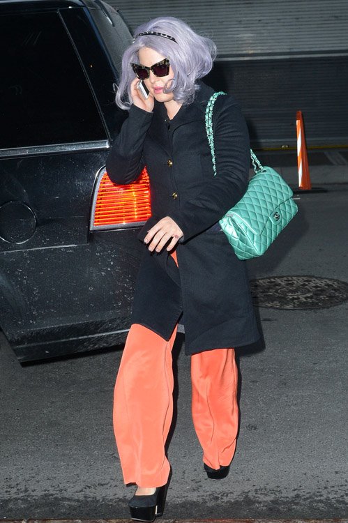 Reference image illustrating Kelly Osbourne's Rare Pearlized Seafoam Chanel Classic Flap: A Collector's Mystery