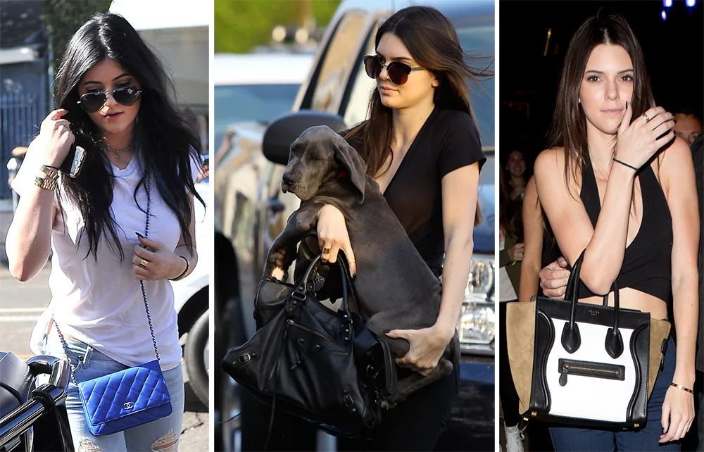 Reference image illustrating Kylie and Kendall Jenner’s Designer Handbag Collection: Balenciaga, Celine & More