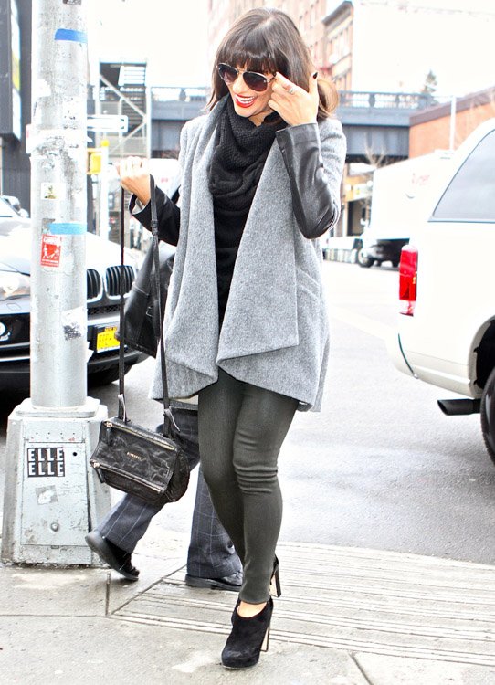 Reference image illustrating Lea Michele's Understated NYC Look: The Givenchy Mini Pandora Bag in Black
