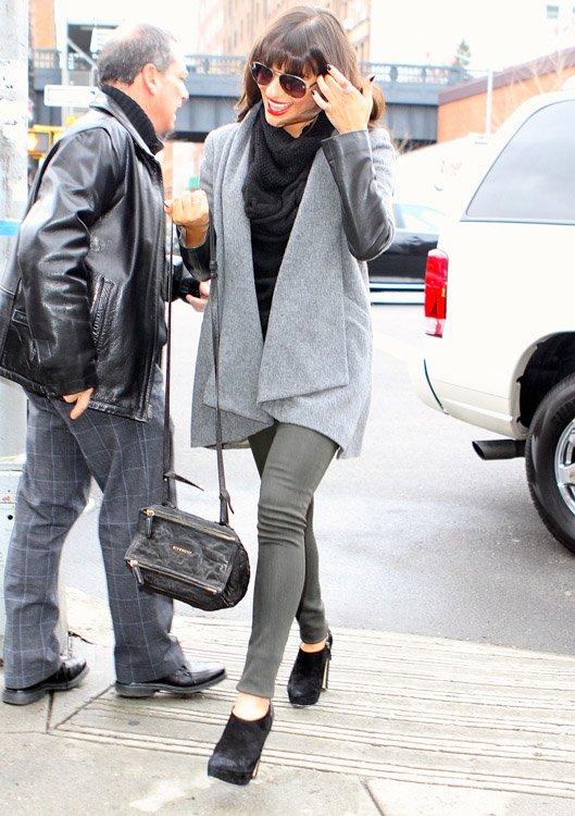Reference image illustrating Lea Michele's Understated NYC Look: The Givenchy Mini Pandora Bag in Black