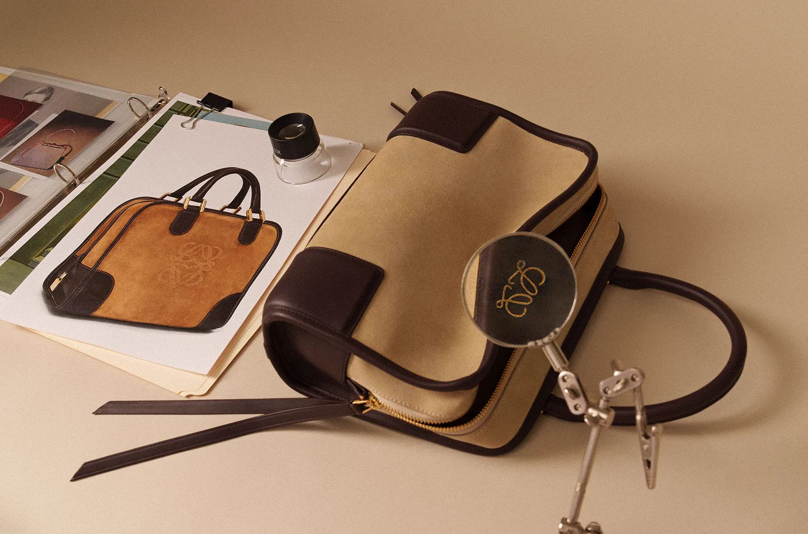 Reference image illustrating Loewe 180th Anniversary Collection: Amazona, Puzzle, and Flamenco Handbags