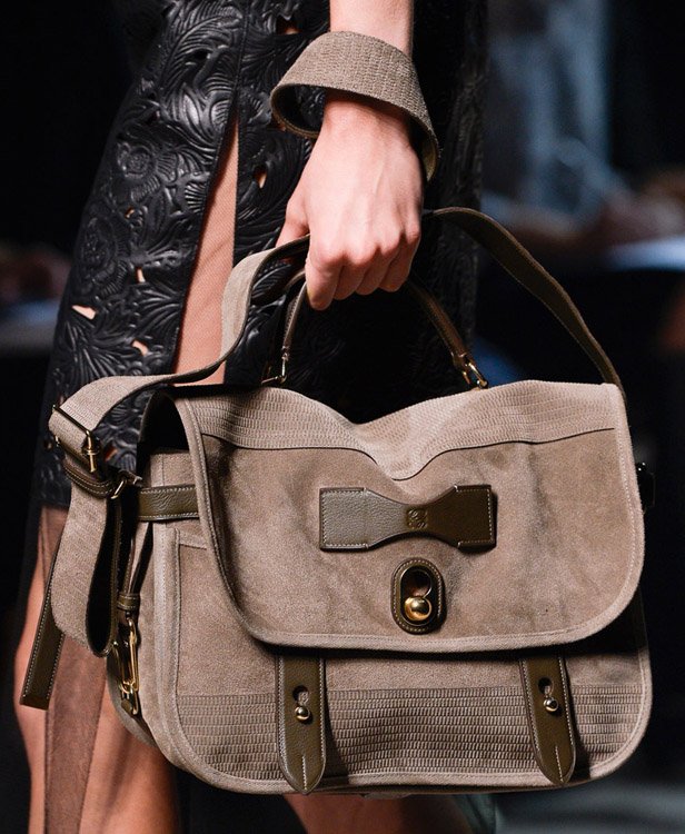 Reference image illustrating Loewe Spring 2013 Handbags: Safari-Inspired Leather Goods in Orange and Tan