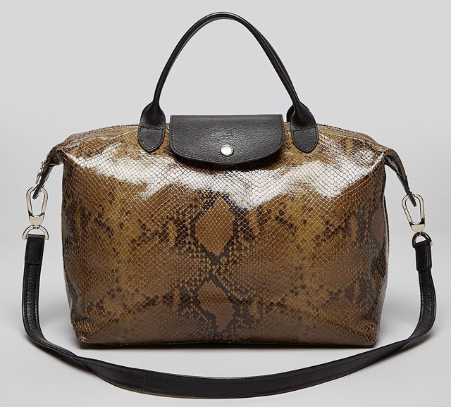 Reference image illustrating Longchamp Le Pliage Fall 2013: Python, Cuir & Plumes Totes Redefine the Classic