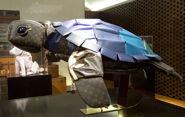 Reference image illustrating Louis Vuitton Traveling Curiosities Collection Welcomes a Handcrafted Turtle Sculpture in Waikiki