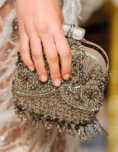 Reference image illustrating Marchesa Spring 2012 Handbags: Lunar-Beaded Clutches and Runway Gems