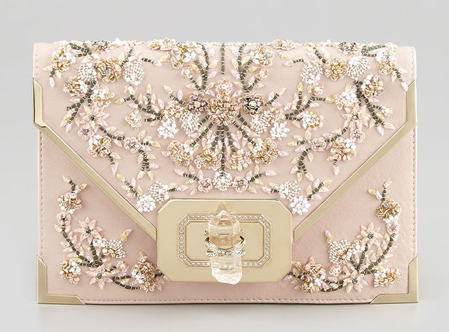 Reference image illustrating Marchesa Spring 2014 Evening Clutches: Crystal, Floral, and Laser-Cut Luxury