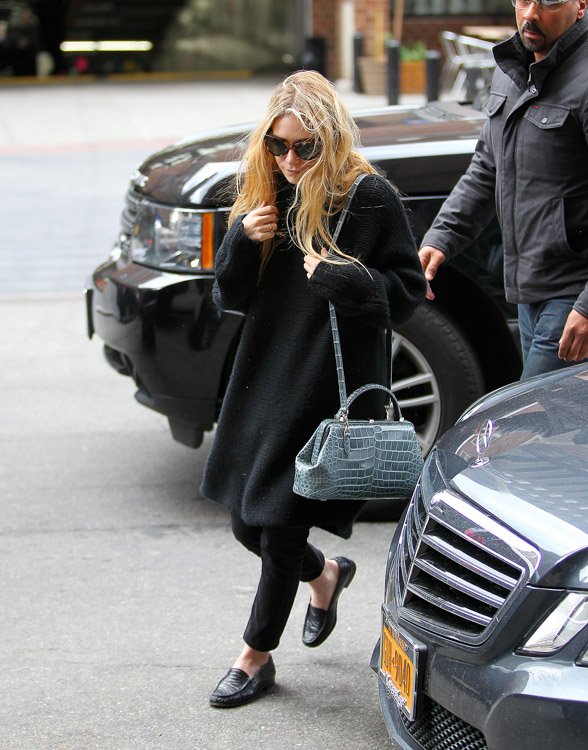Reference image illustrating Mary-Kate Olsen Spotted with The Row Alligator Mini Doctor Bag in NYC