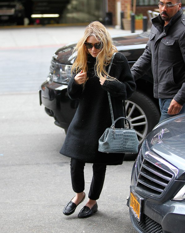 Reference image illustrating Mary-Kate Olsen Spotted with The Row Alligator Mini Doctor Bag in NYC