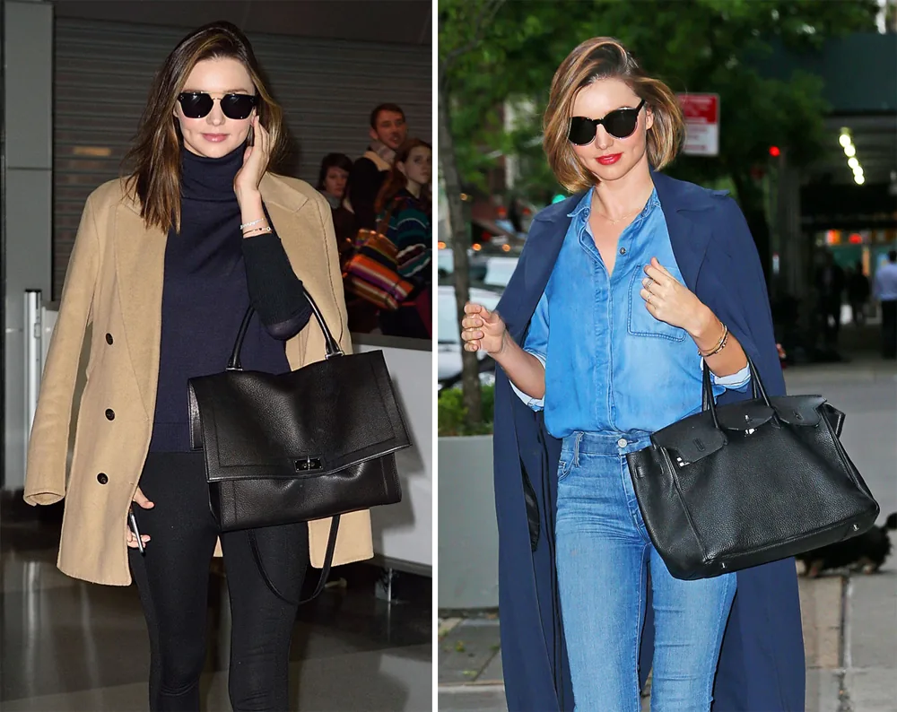 Reference image illustrating Miranda Kerr’s Black Handbag Collection: 8 Spacious Satchels and Totes She Loves