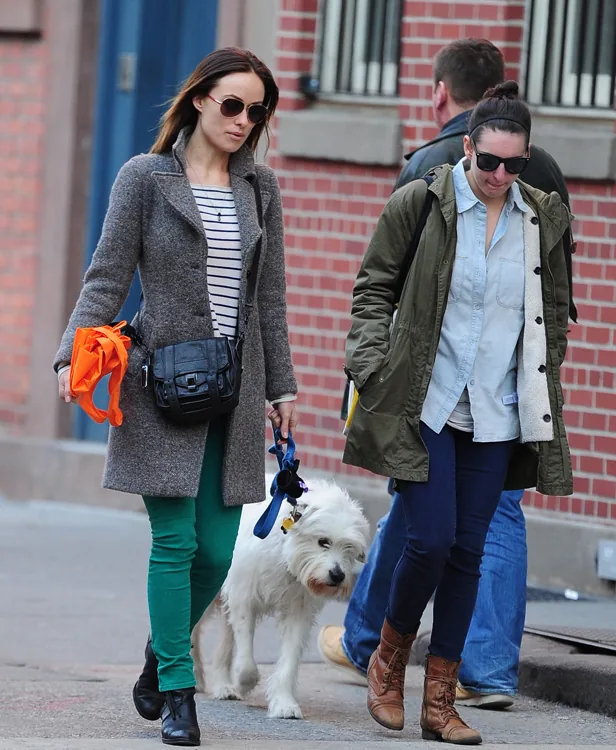 Reference image illustrating Olivia Wilde’s Proenza Schouler PS1 Pouch: A Street Style Moment in NYC