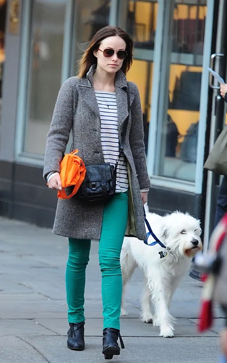 Reference image illustrating Olivia Wilde’s Proenza Schouler PS1 Pouch: A Street Style Moment in NYC