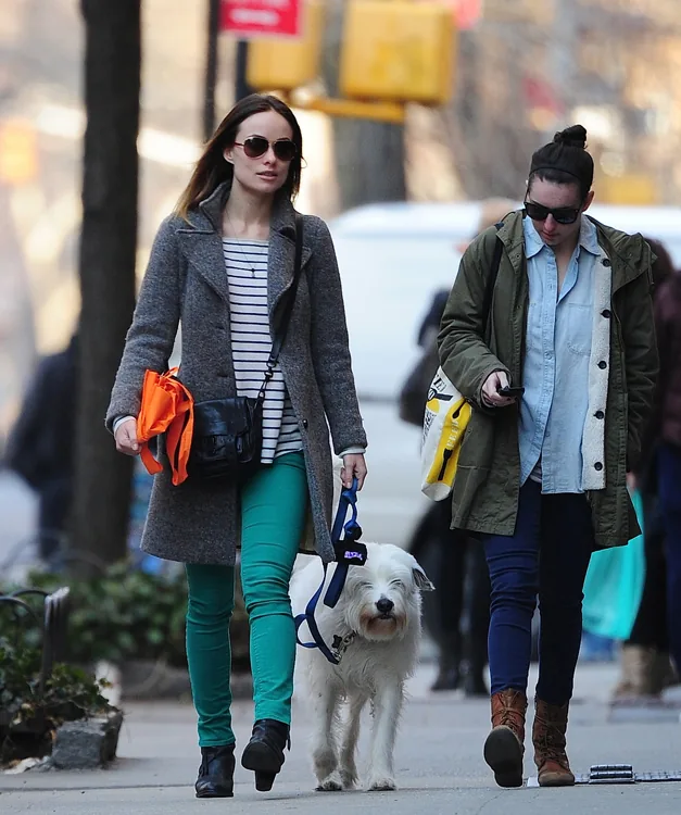 Reference image illustrating Olivia Wilde’s Proenza Schouler PS1 Pouch: A Street Style Moment in NYC