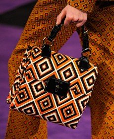 Reference image illustrating Prada Fall 2012 Handbag Collection: Retro-Modern Embellishments and Quirky Runway Designs