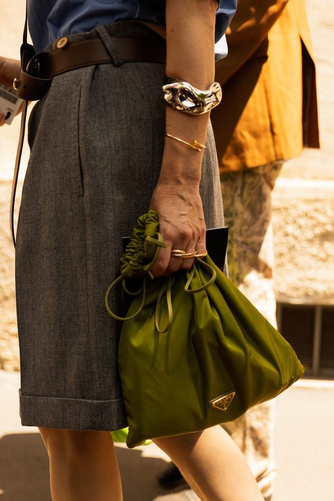 Reference image illustrating Prada Men’s Spring 2027 Street Style: The Best Bags Spotted Outside the Milan Show