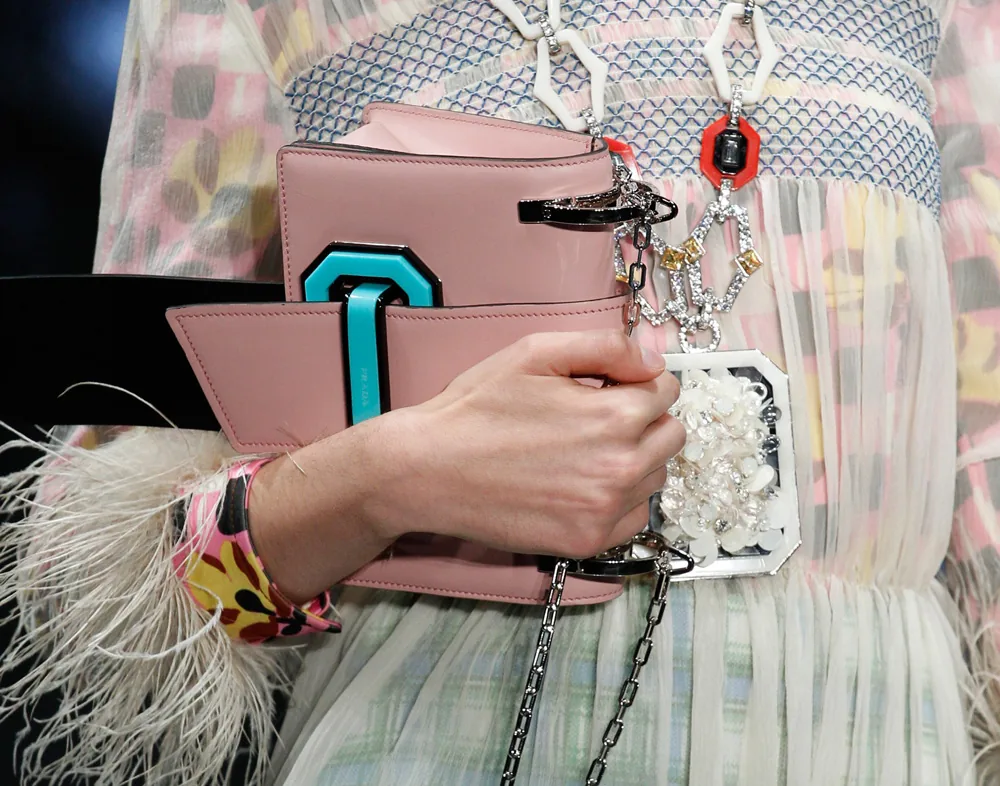 Reference image illustrating Prada Spring 2017 Introduces Two New Handbag Silhouettes: Chain-Strap Flap Bag and Duffel Satchel