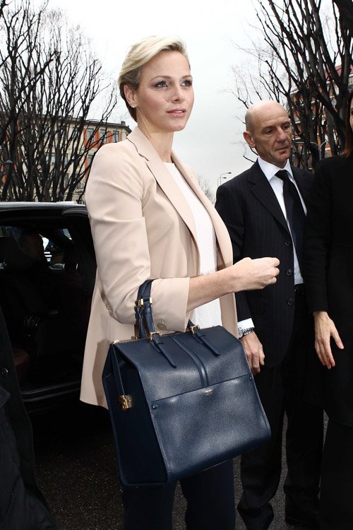 Reference image illustrating Princess Charlene of Monaco Chooses Armani for Milan Fashion Week Fall 2013