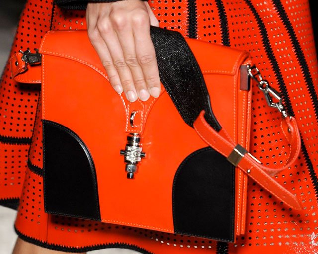 Reference image illustrating Proenza Schouler Spring 2013 Handbags: Record Bag and Futuristic Patchwork Purses