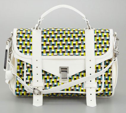 Reference image illustrating Proenza Schouler Spring 2013 PS1 Bags: Bold Printed Leathers and Woven Details