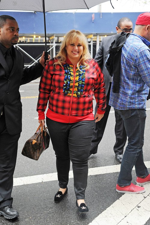 Reference image illustrating Rebel Wilson’s Personalized Louis Vuitton Mon Monogram Speedy 30 Steals the Spotlight in NYC