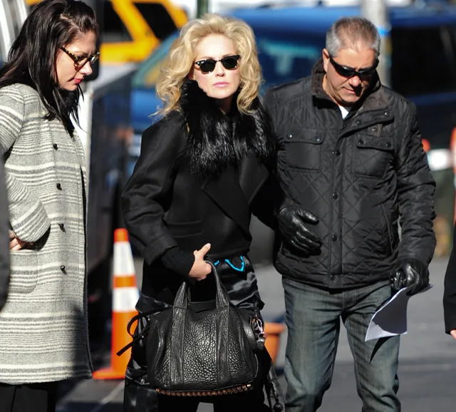 Reference image illustrating Sharon Stone Spotted with Alexander Wang Rocco Duffel on the Set of Fading Gigolo