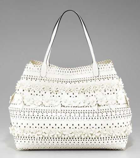 Reference image illustrating Valentino Fany Woven Flower Tote: A Spring Floral Handbag for the Season's Brightest Days