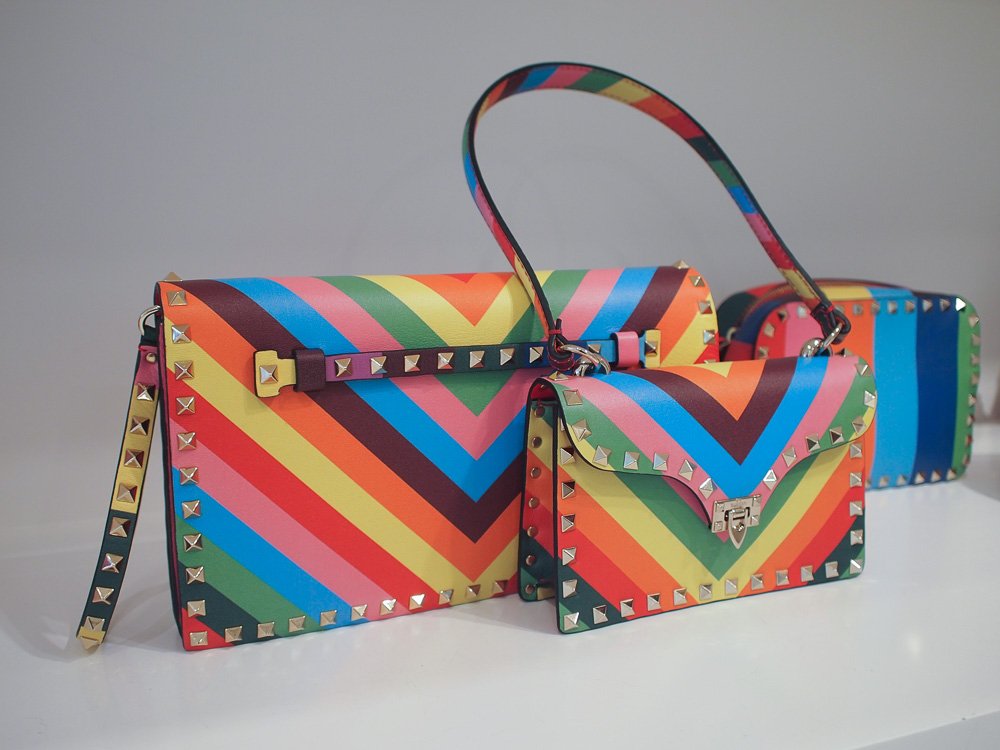 Reference image illustrating Valentino Resort 2015 Handbags: New Rockstud Colors, Camo Prints, and Fresh Silhouettes